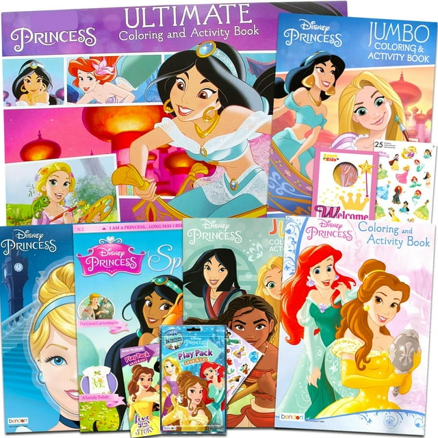 Set de libros para colorear Disney Princess con actividades y pegatinas