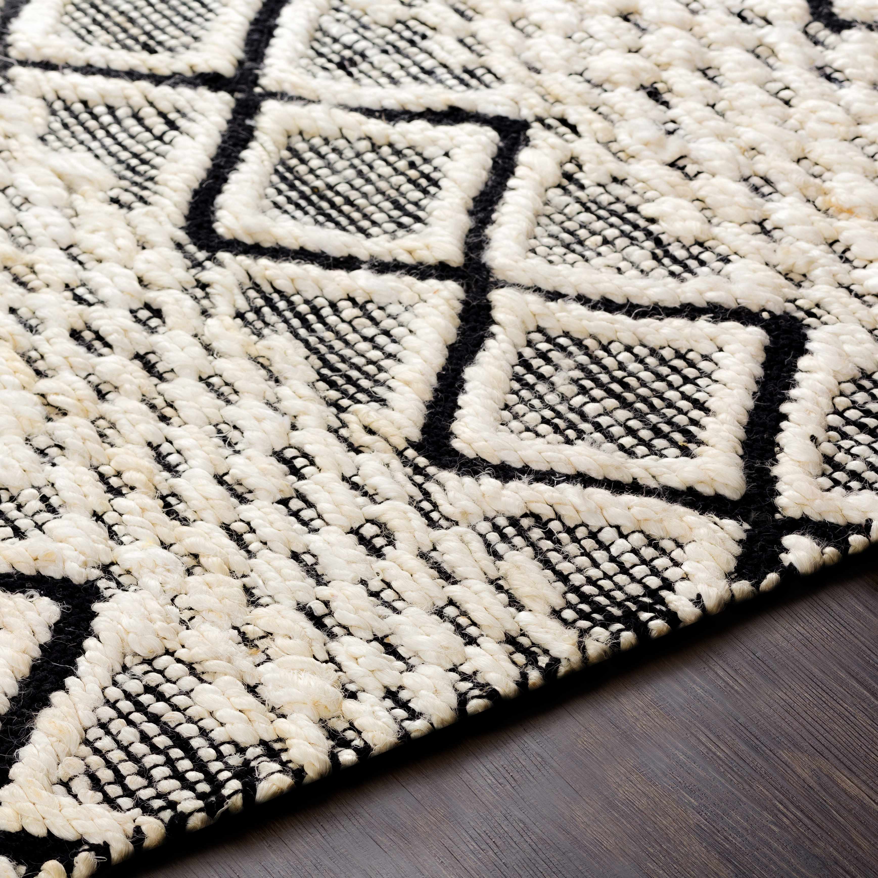 Hauteloom Mescal Jute Living Room, Bedroom Area Rug - Bohemian, Transitional - Cream, Black - 6' x 9'