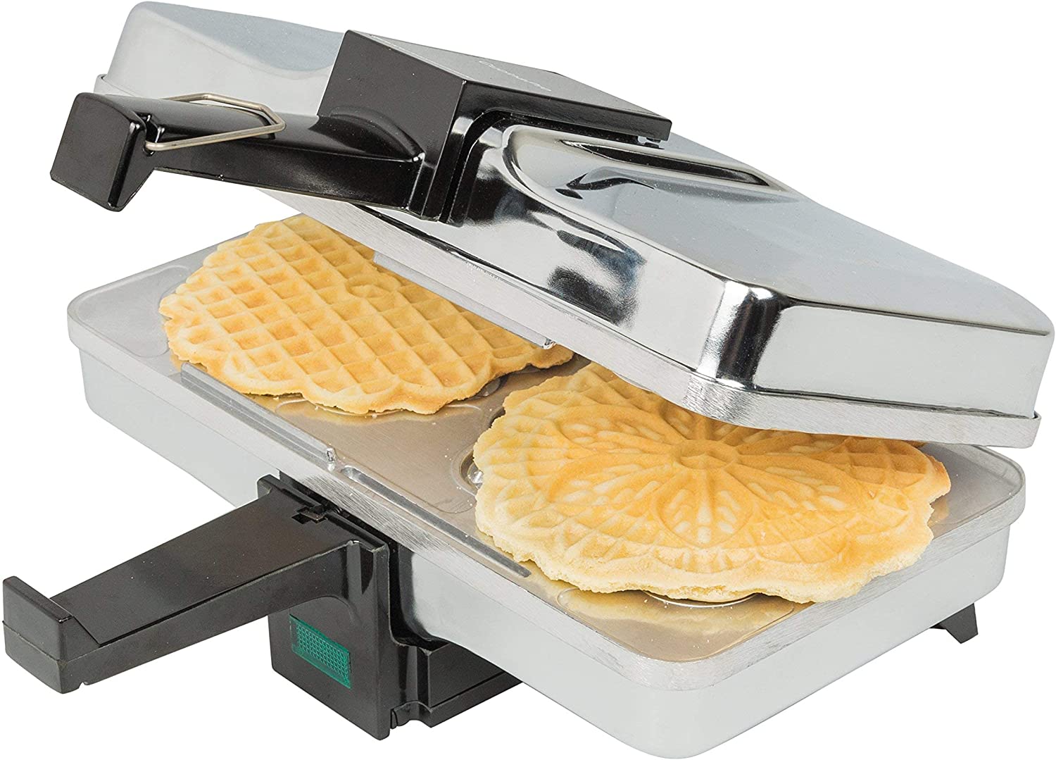 Pizzelle Maker - Polished Electric Baker Press Makes Two 5-Inch Cookies at Once - Recipes Included - image 4 of 5