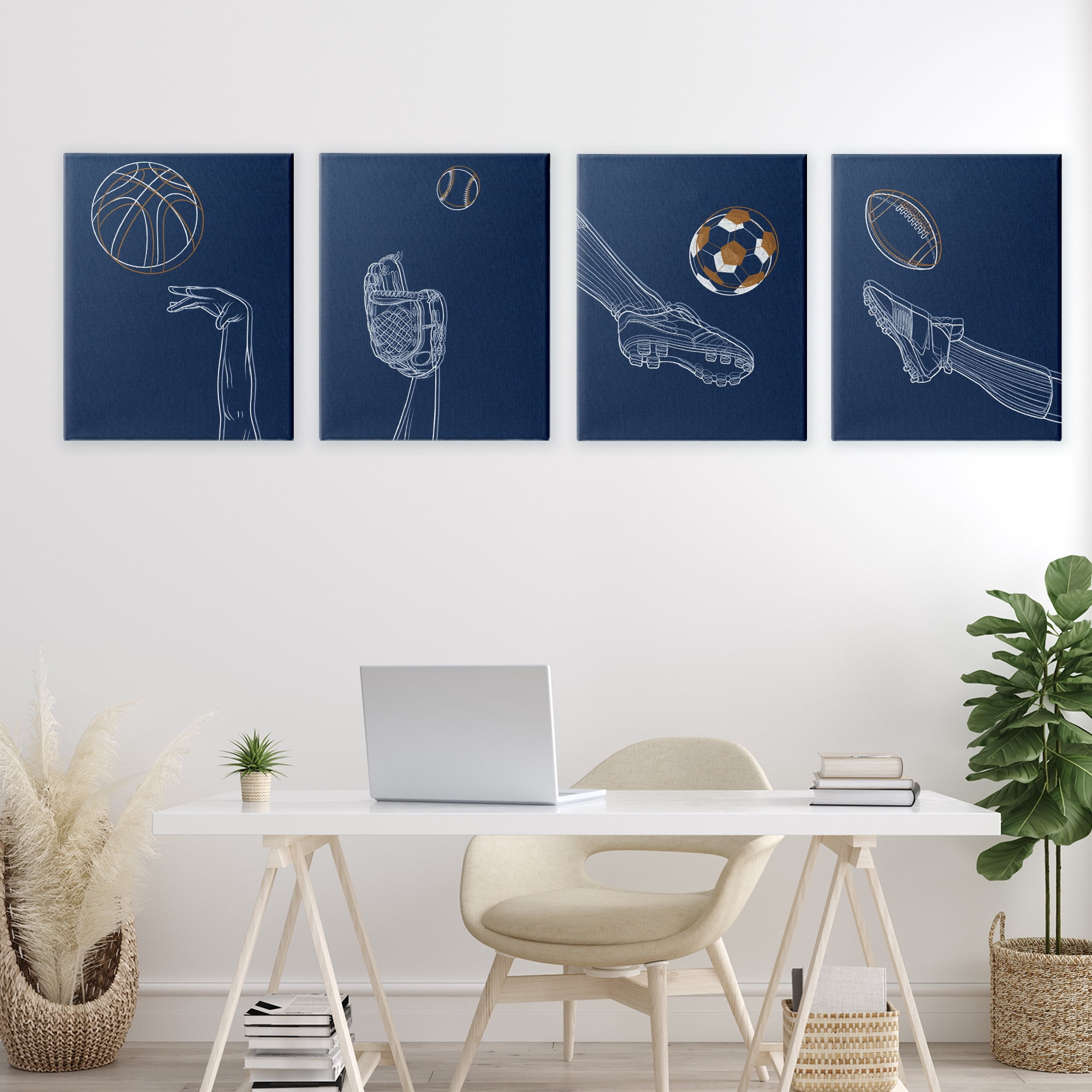 Stupell Industries Sports In Action Contour 4 Piece Canvas Wall Art Set, design by Marcus Prime