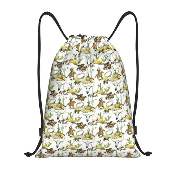 Fotbe Wild West Western Bolsa Mochila con Cordón Estampada, Bolsa de Gimnasio Deportiva, Bolsa Cinch, Bolsa con Cordón para Hombres y Mujeres-Small