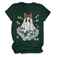 thumbnail image 4 of enyan Funny Halloween Costume Ghost Halloween T-Shirt for Women Cute Ghost Cat Graphic Tee Spooky Season Shirt Vintage Short Sleeve Casual Fall Tops Dark Green,XL, 4 of 6