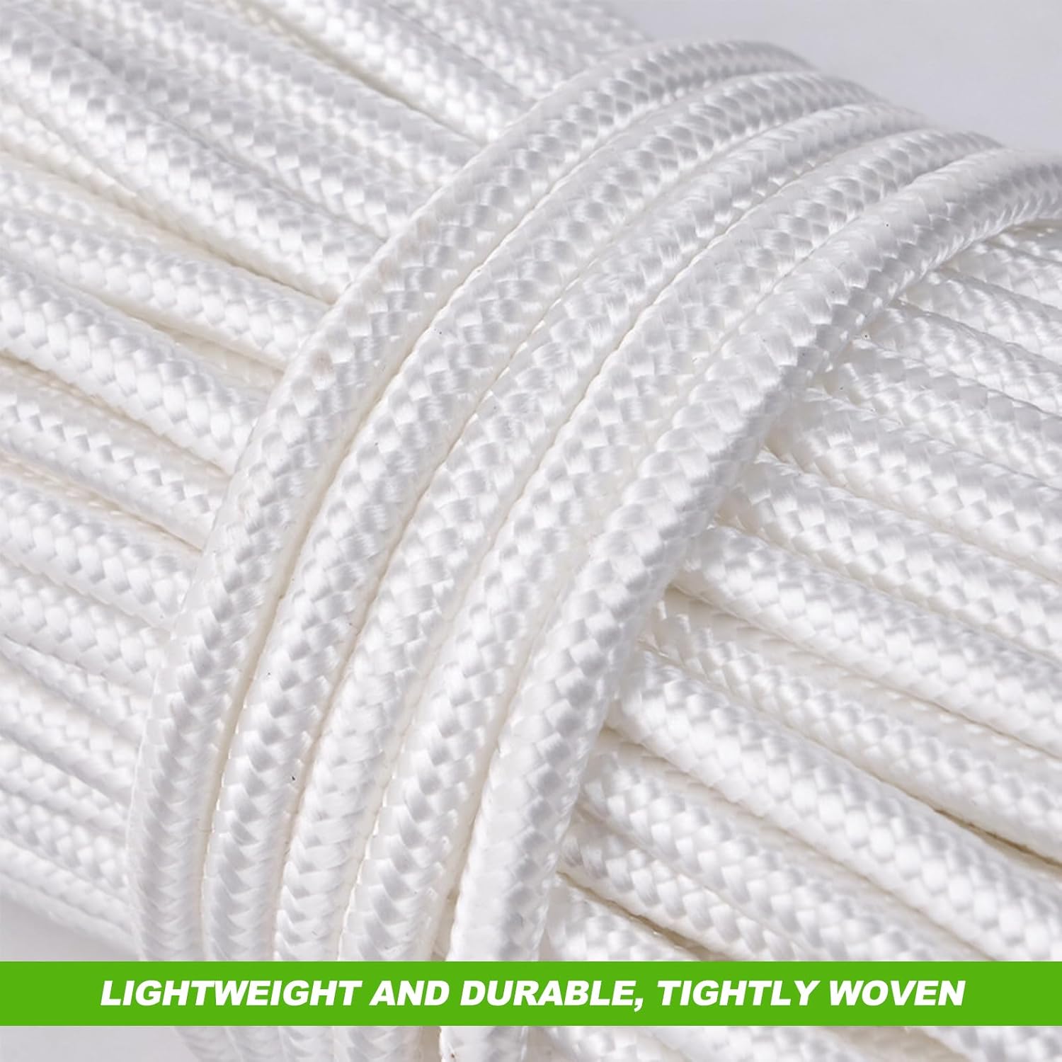 Picture Hanging String Cord 20M × 4mm Heavy Duty Braided Nylon Cord Rope White Strong String for Hanging Mirror Frame Photo Paintings