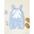 thumbnail image 3 of Cenuakty Baby's Knitted Sling Romper, Contrast Color Cute Cartoon Rabbit Pattern Sleeveless Infant Boy Girl Playsuit, 3 of 7