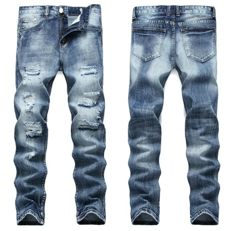 Men Straight Jeans Male Distressed Denim Pants Biker Jeans Ro Designer Bin Jeans for Men Religious