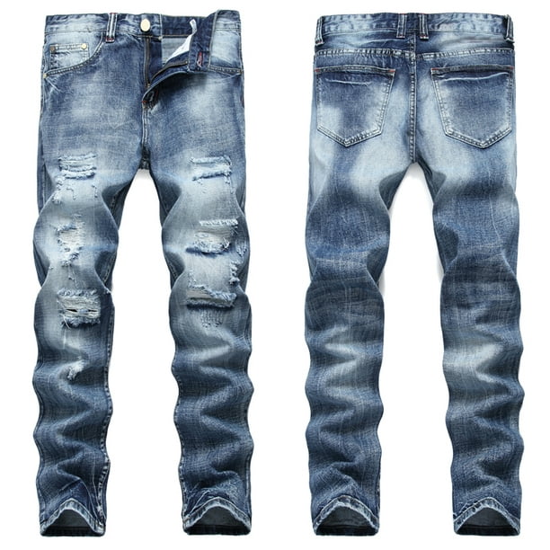 Men Straight Jeans Male Distressed Pants Biker Jeans Ro Designer Jeans for Men Religious Outfits - Walmart.com