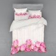 thumbnail image 2 of Ambesonne Rose Bedding Set 3 Pcs, Flowers on Wood Planks, Twin, Pink Green Cream, 2 of 3
