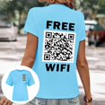 thumbnail image 2 of TSADFHJI Hauts pour Femmes Nouveau T-Shirt à Deux Codes Mode Col Rond Manches Courtes TTTG Bleu Ciel, 2 of 7