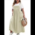 thumbnail image 3 of Vestido de Verano para Mujer, Talla Grande, Informal, Sin Mangas, con Tirantes Finos, para Playa Albaricoque 4XL, 3 of 8