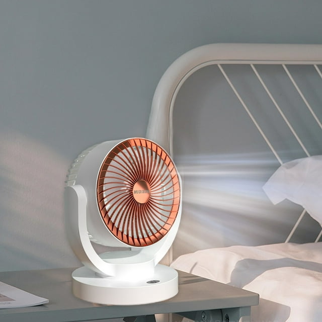 Fiudx Ventilador de Mesa Recargable, Silencioso, de 3 Velocidades, con Inclinación Ajustable de 90°, Luz Led, Portátil, Usb, Ideal para Uso En Casa, Oficina o Cocina, Ahorro de Energía, Tamaño 18 X 1