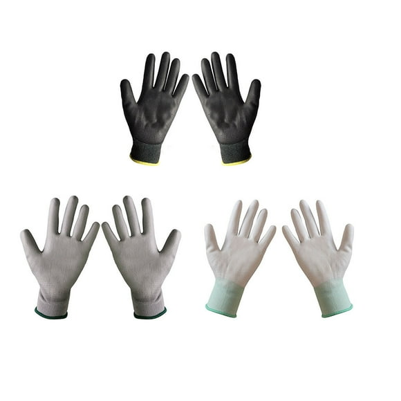 Women Men Work Protective Glove Work Protective Gloves Gardening Nonslip Nylon Gloves Carpenter Workers Hand Protector with PU Coating Grey M