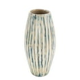 thumbnail image 6 of DecMode 17" Brushed Blue Bamboo Wood Vase with Cream Accents and White Stripes, 6 of 8