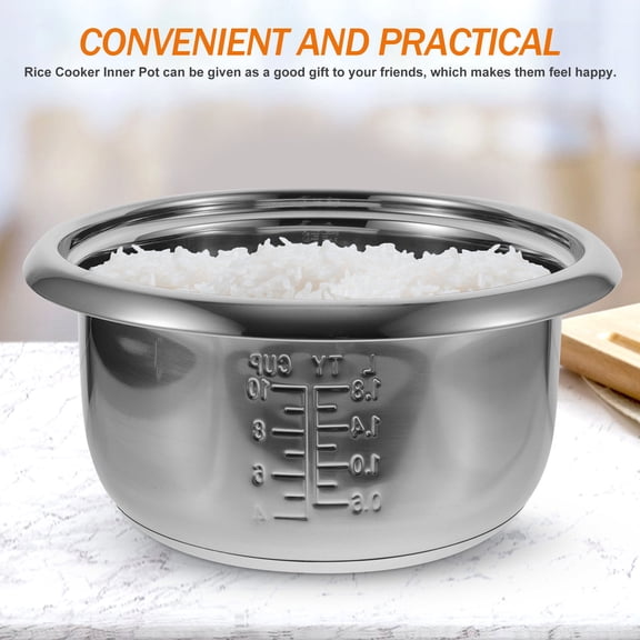 VERDANVERSE Stainless Steel Rice Cooker Inner Pot Plated Silver for Kitchen Good Heat Transfer