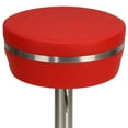 thumbnail image 4 of Cortesi Home  Athena Premium Adjustable Backless Round Barstool in Brushed Stainless Steel with Heavy Solid Base, Red, 4 of 4