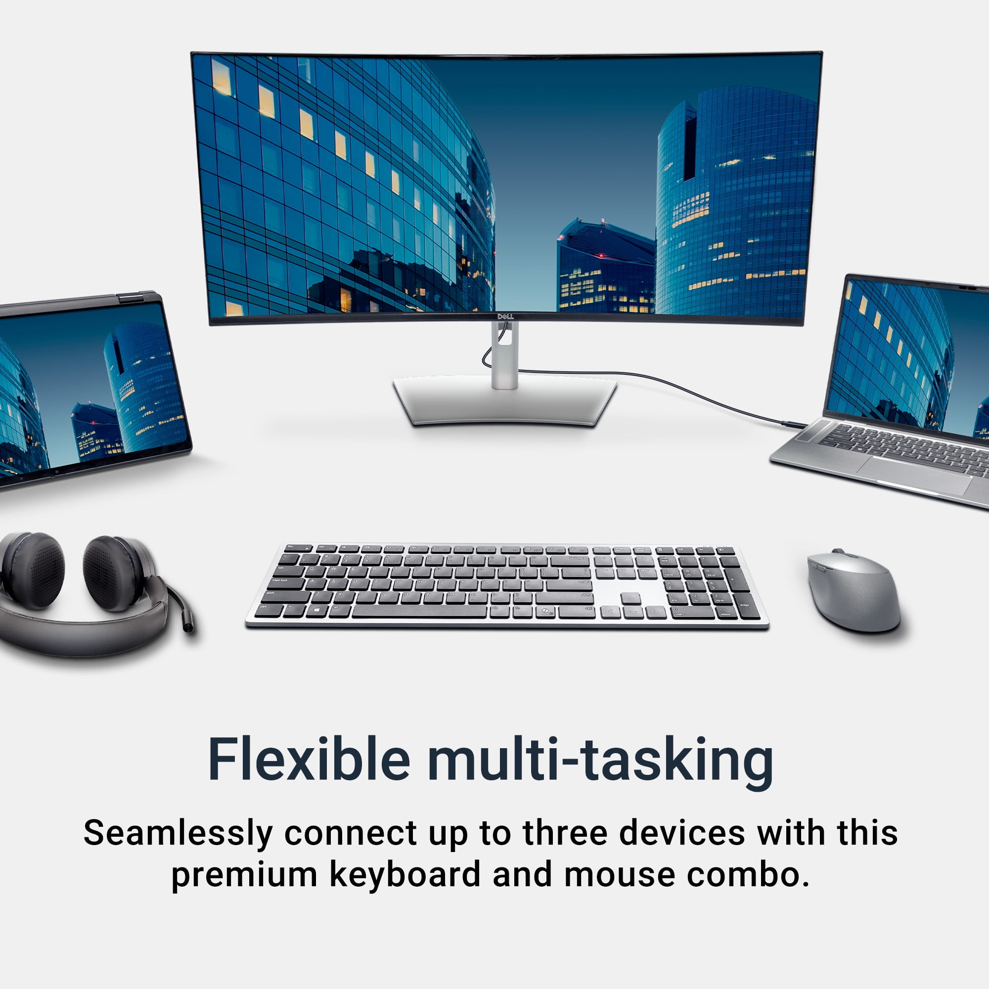Dell Pro Plus Keyboard and Mouse KM7321W 2.4GHz Wireless Bluetooth Programmable Titan Gray