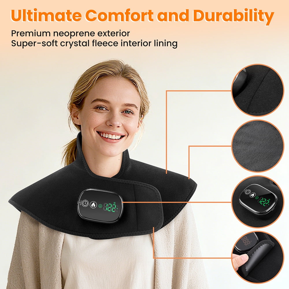 Djunllk Electric Heated Blanket - Wireless Heating Pad for Neck and Shoulders, Portable Battery Powered Heat Pad, 22 x 20 inch