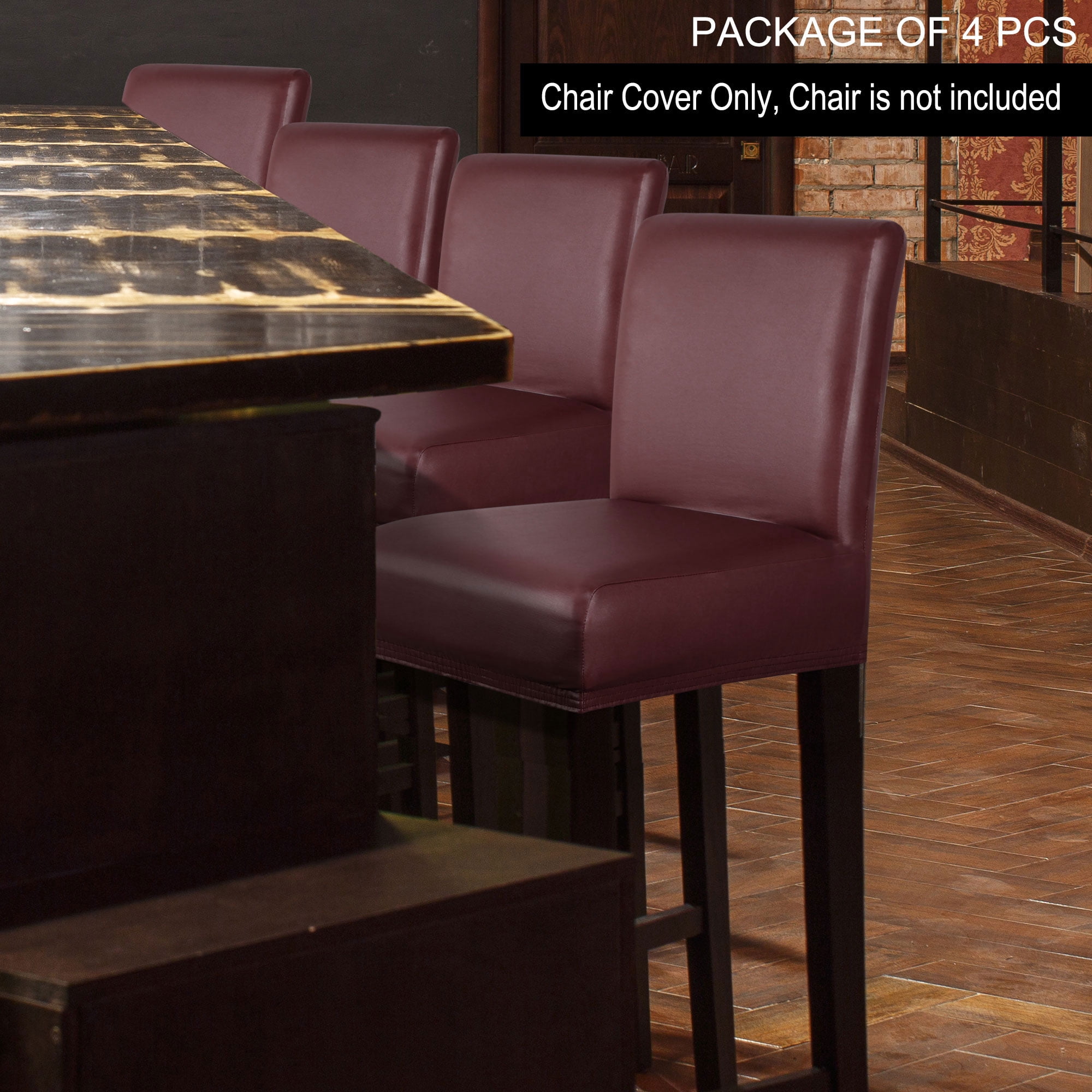 Unique Bargains Waterproof Bar Stool Covers for Short Back Chair Burgundy 4PCS