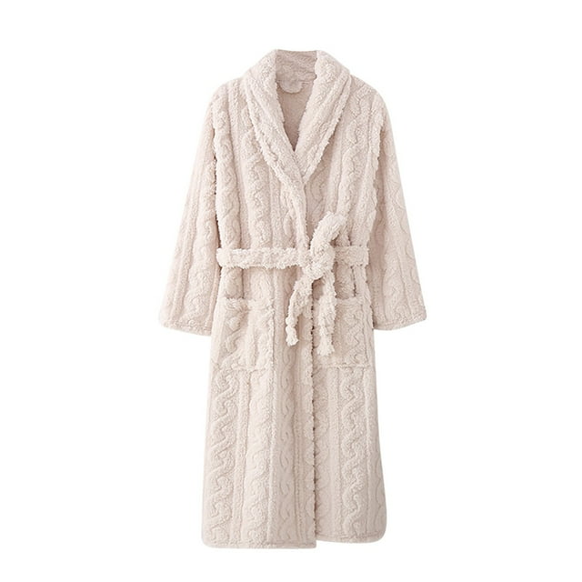 Timegard Bathrobe for Women Fuzzy Button down V Neck Robe Fleece Warm Long Sleeve Pajamas with Pockets