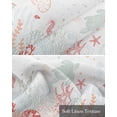 thumbnail image 6 of Coastal Turtle Linen Curtain Valance for Bedroom/Bathroom/Kitchen/Office/Living/Dining Room Windows,Multicolor Coral Seaweed Starfish Jellyfish Pocket Topper Drapes Decorative Cafe Drapery 54x18, 6 of 6