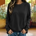 thumbnail image 4 of CQONEPT Women Sweatshirts Dressy Casual Basic Long Sleeve Crew Neck Solid Fleece Sweatshirt Fall Pullover Clothes with Pocket Black XL, 4 of 5