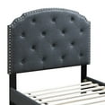 thumbnail image 3 of Benjara Twin Bed with Button Tufted Scalloped Headboard, Light Brown, 3 of 6