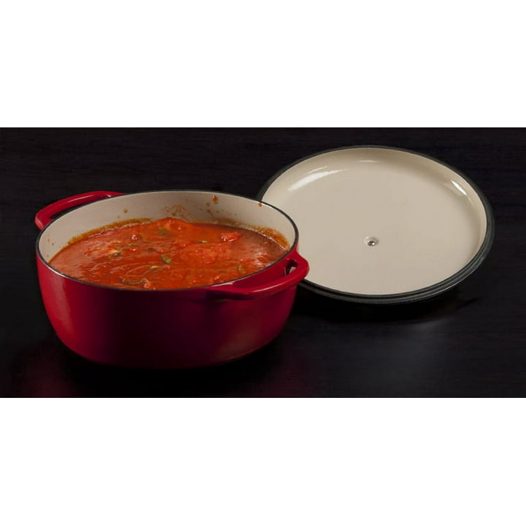  Lodge 3 Quart Enameled Cast Iron Dutch Oven with Lid – Dual  Handles – Oven Safe up to 500° F or on Stovetop - Use to Marinate, Cook,  Bake, Refrigerate and