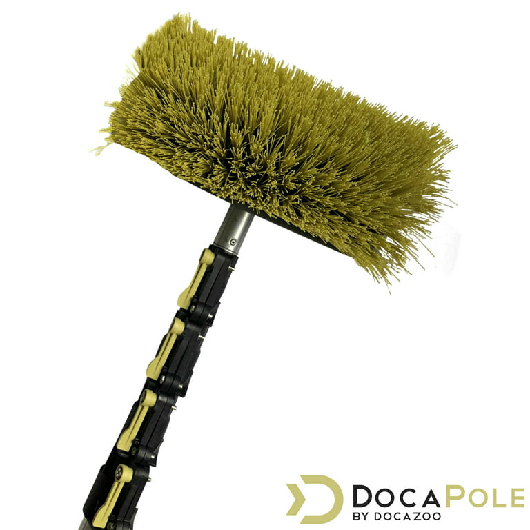 DocaPole 6-24 Foot Hard Bristle Brush Extension Pole, 11 Scrub Brush with  Telescopic Pole
