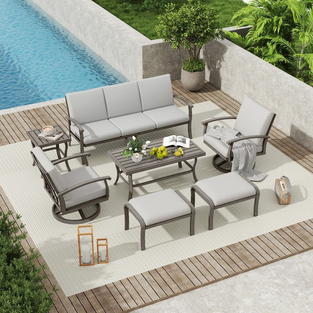 Outdoor Patio Coffee Table, Aluminum Rectangle Table, Weather-Resistant Center Table for Garden, Balcony, Backyard