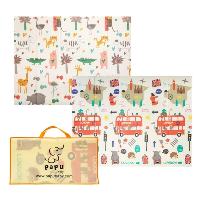Tapete de juego para bebés PapuBaby Londres Plegable Doble Vista 1.50 x 2.00 metros