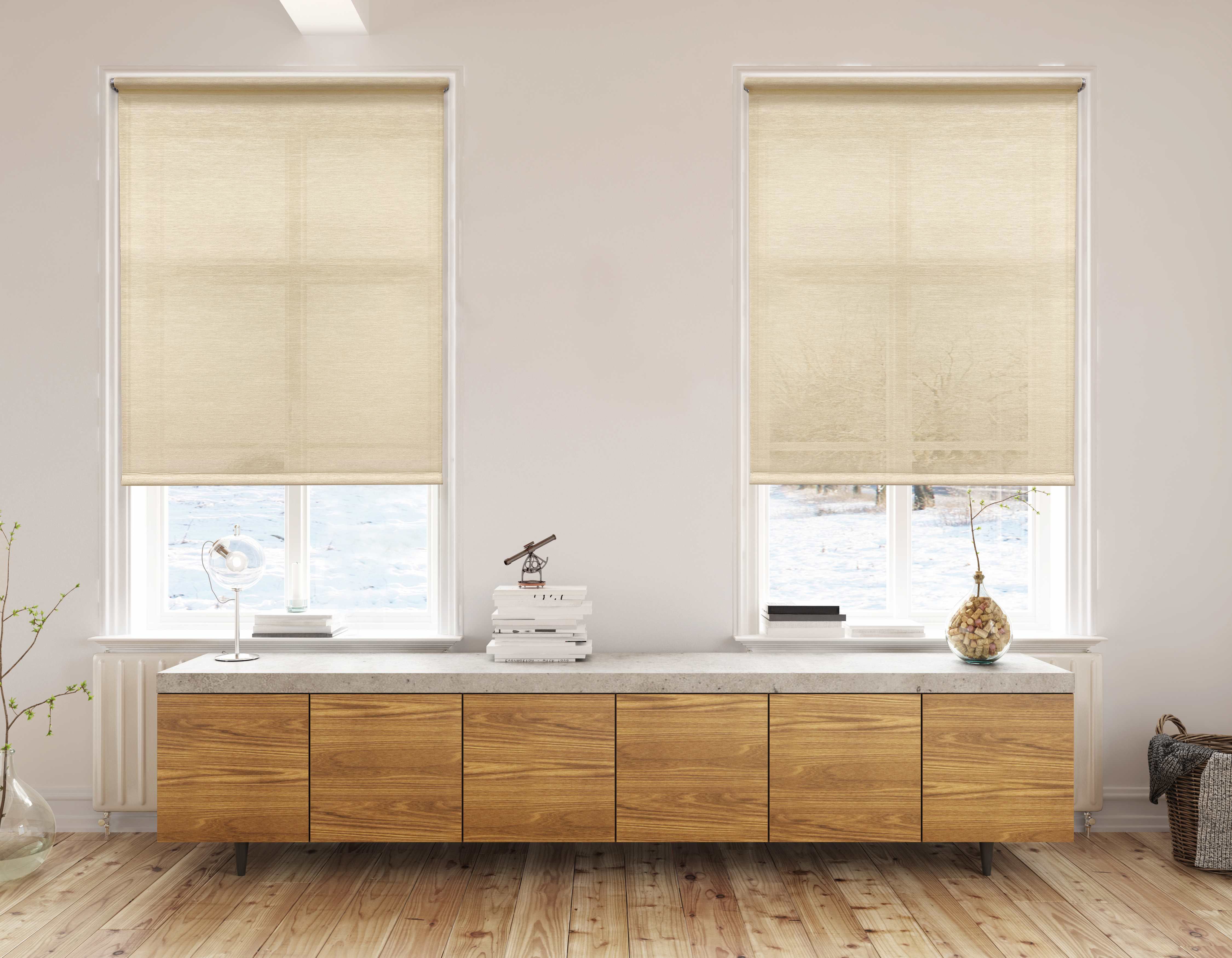 Lumi Cordless Natural Fabric Roller Shades Light Filtering (4 Colors) 32 W x 72 H Inches - Linen