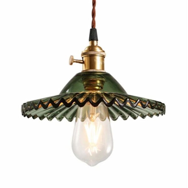 /QUN/E27 Industriell Vintage Taklampa Retro Glas Taklampskärm för E27 Lampor Industriell Taklampa Taklampa (Grön)3-