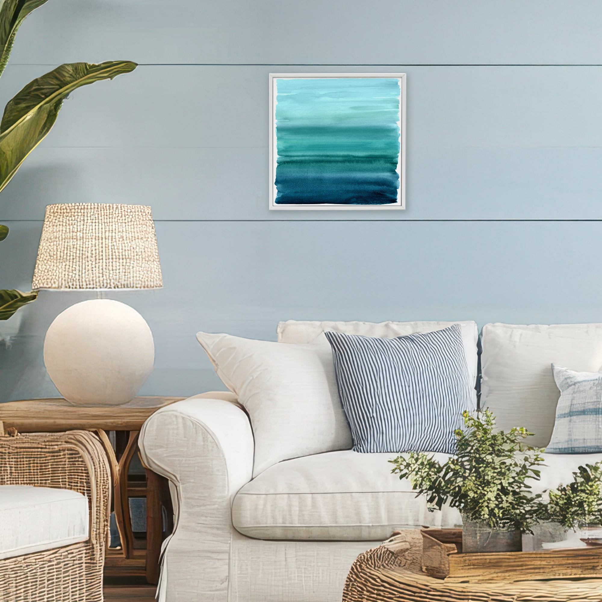 Stupell Industries Aqua Ombre Gradient White Framed Giclee Art, design by Allie Corbin