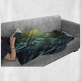 thumbnail image 6 of Dark Forest Soft Flannel Fleece Throw Blanket, Haunted Forest with a Pale Green Yellowish Beam in the Center, Cozy Plush for Indoor and Outdoor Use, 60" x 80", Seafoam and Charcoal Grey, by Ambesonne, 6 of 6