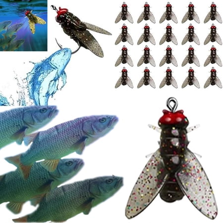 Uscallm 1Pcs Fly Fishing Bait 2026 Fly Fishing Bait 20PCS Realistic Insect Lures For Trout Bass Panfish High Catch Rate Fishing Gear Ultimate Fly Hooks For Freshwater Anglers