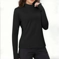 thumbnail image 6 of FNFHFY Women's Long Sleeve Shirts Fall Mock Neck Fitted Underscrubs Fashion Basic Thermal Underwear Tops Slim Fitted Winter Clothes with Thumb Hole, 6 of 9