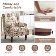 thumbnail image 3 of UIXE Wingback Accent Chair Nailhead Trim Floral Pattern Arm Chair for Living Room, Beige, 3 of 6