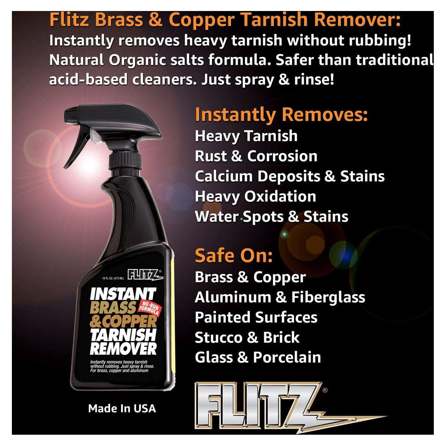 Flitz Brass and Copper Tarnish Remover, Powerful Organic Formula That  Safely Removes Rust, Stains and Oxidation and Cleans Brick, Glass, Aluminum  and