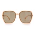 thumbnail image 5 of Womens Luxe Rhinestone Jewel Hinge Oversized Rimless Butterfly Sunglasses Peach - Brown, 5 of 8