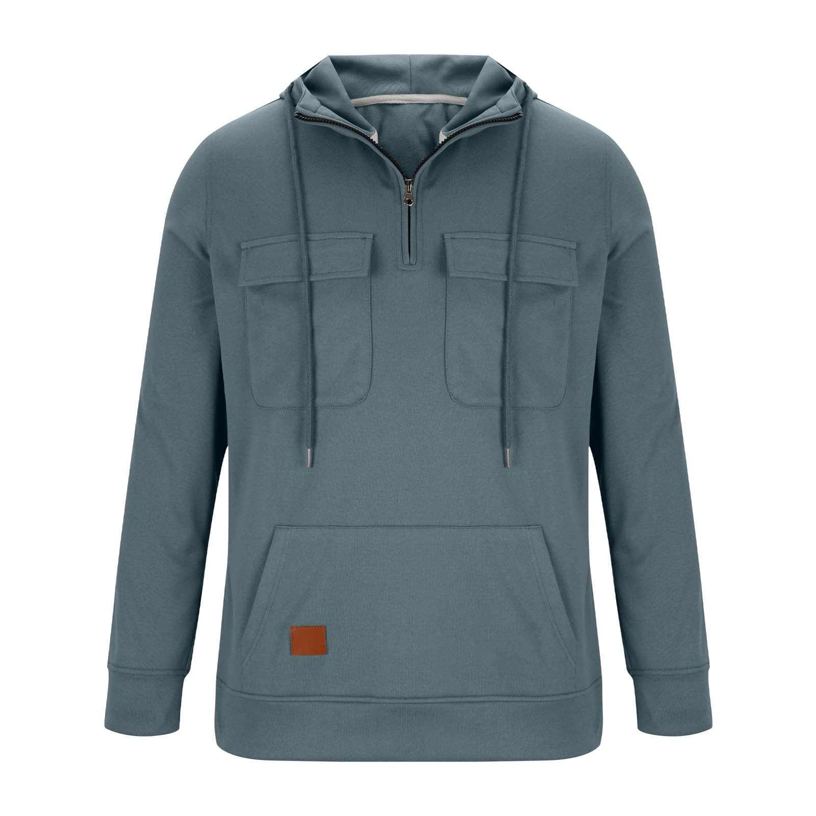 BXINGOHAI Cargo Hoodies for Men Quarter Zip Drawstring Pullover