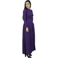 thumbnail image 2 of Bimba Women's Long Sleeve Maxi Mandarin Collar Plain Jilbab Dress With Pockets, 2 of 6