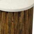 thumbnail image 4 of HomeRoots 490144 20 x 18 x 18 in. Brown & Ivory Marble & Solid Wood Round End Table, 4 of 5