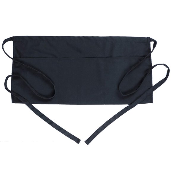 Chynsoict Black Waist Apron with 3 Pockets - Adjustable Server Apron for Waitress, Waiter, Barista | Organize Pens, Notepads, Phones, Tips | Restaurant, Coffee Shop, Bartender Essential