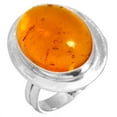 thumbnail image 1 of 925 Sterling Silver Ring For Women - Girls Orange Amber Gemstone Silver Ring Size 6.5 November Birthstone Boho Silver Ring Size 6.5 Thanksgiving Gift For Mother Gemstone 925 Silver Jewelry, 1 of 5