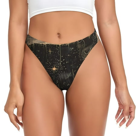 Rateoe Starry Night Black Sheep Pattern Seamless Women Underwear Thongs No Show Ladies Thong No Line Breathable Comfortable Panties Undies for Women-Small