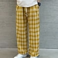 thumbnail image 2 of GuangCheng George Men Plaid Checkered Lounge Pants Loose Fit Elastic Drawstring Waist Comfortable Casual Wide Leg Trousers,Size:L, 2 of 5