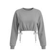 thumbnail image 5 of VBVC Women's Y2K Drawstring Hem Crop Sweatshirt, Ladies' Long Sleeve Cropped Pullover, Casual Athletic Workout Top For Women, Gray , S-2XL, 5 of 10