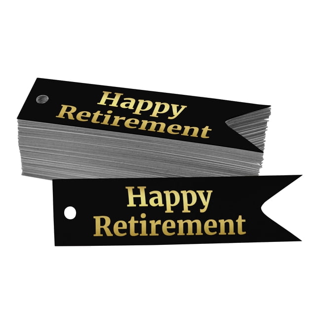 Inkdotpot Real Gold Foil Happy Retirement Tags Favor Hang Paper Tags 50 Pieces