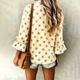 thumbnail image 5 of Yrmaups Women Loose Fit Button Down Blouse, Polka Dot Collared Ruffle Sleeve Top, Soft Breathable Cotton Casual Tee for Office Beach Daily Wear, Beige L, 5 of 9
