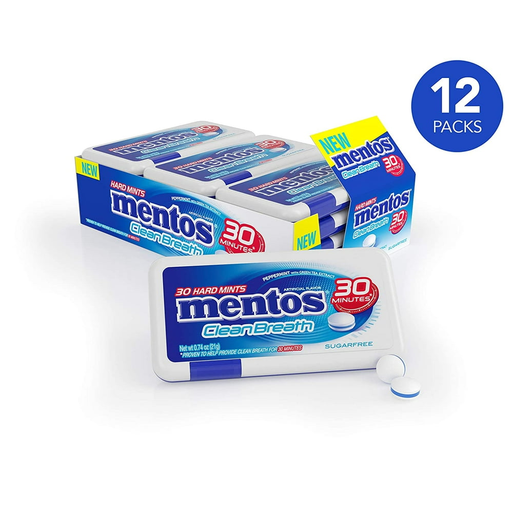 Mentos Clean Breath Hard Mints Sugar Free Candy, Peppermint, Valentines