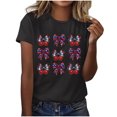 thumbnail image 4 of Camisas de Manga Corta para las Mujeres Moda Casual Impresión Cuello Redondo Suéter Tee Blusas, 4 of 8